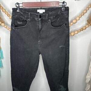 Good American Black Distressed Skinny Jeans